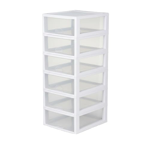 Sterilite 6-Pack 16 Quart Stacking Drawer, Clear Storage Closet Organizer, White Frame - Stackable Modular Plastic Drawers for Clothes, Accessories, Craft Supplies, Shoes or Linens - size: 16 Quart, style: 6 Pack
