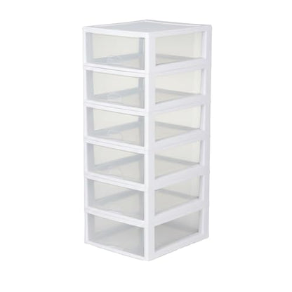 Sterilite 6-Pack 16 Quart Stacking Drawer, Clear Storage Closet Organizer, White Frame - Stackable Modular Plastic Drawers for Clothes, Accessories, Craft Supplies, Shoes or Linens - size: 16 Quart, style: 6 Pack