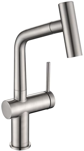 AS06BN Brushed Nickel Bar Faucet or Prep Kitchen Sink Faucet with Pull Down Sprayer and Single Handle - color: Brushed Nickel, style: Modern