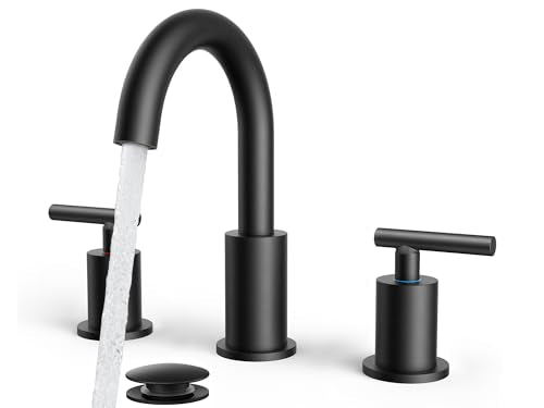 FORIOUS Widespread Black Bathroom Faucet 3 Hole, Matte Black Vanity Faucet | Commercial 8 Inch Matte Black Bathroom Sink Faucet Widespread with 360° Swivel Spout, 3 Hole Black Faucet for Bathroom Sink - color: Matte Black, style: Modern