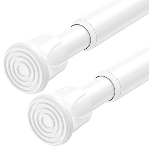 2 Pack Tension Rods for Windows 28 to 48 inch, Adjustable Curtain Rods No Drilling Spring Rods Extendable Pressure DIY Tension Rod for Window Closet Kitchen, White - color: White, size: 28" to 48"-2Pcs