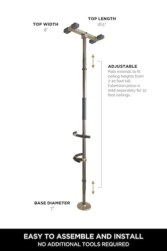 Sure Stand Pole, Elderly Tension Mounted Floor to Ceiling Transfer-Pole, Bathroom Safety Grab Bar and Stability Rail with Adjustable Curved Hand Grips and Padded Handle, Deep Bronze - color: Deep Bronze, size: Sure Stand Pole