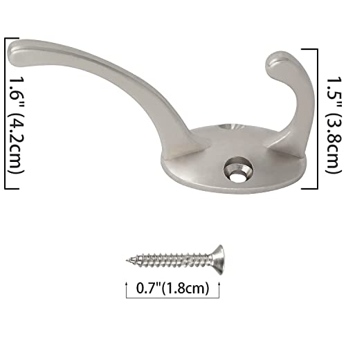 IBosins 32 Pack Silvery Double Coat Hooks Wall Mounted with 64 Screws | Retro Double Hooks Utility Hooks for Coat, Scarf, Bag, Towel, Key, Cap, Cup, Hat - color: 32 Pcs Silver