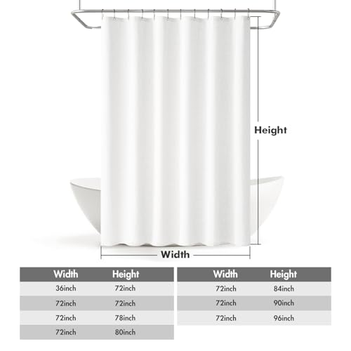 MIULEE Linen Fabric Shower Curtain White W72*L78 12 Metal Hooks | Modern, Heavy Duty, Shower Curtain Set, Waterproof Thick Cloth Shower Curtains, Bathroom Bathtub, Washable - color: White, size: 72"W x 78"L (Pack of 1)