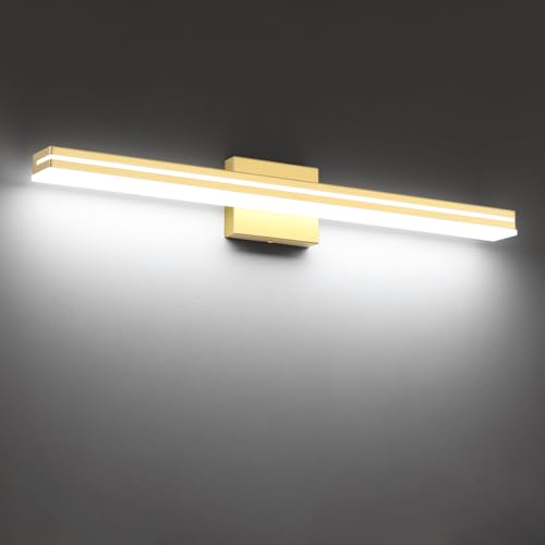 SineRise 32-Inch LED Modern Bathroom Vanity Light Bar, Gold Modern Acrylic Bathroom Wall Lighting Fixtures Over Mirror (Cool White 6000K) - color: Gold-Cool White, size: 32-Inch