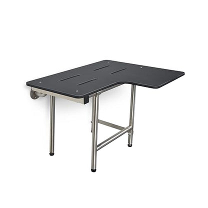 Seachrome 28" x 22.5" Black Reversible Folding Transfer Tub/Shower Seat with Legs, ADA Compliant - color: Matte Black, size: 28 x 22.5 in.