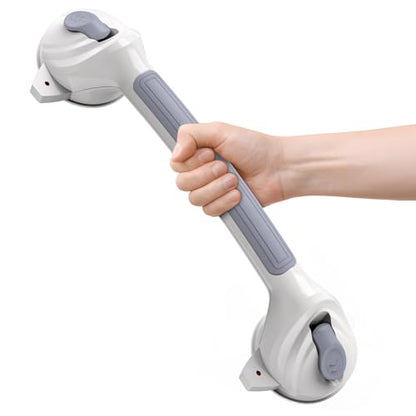 Roylvan 16.8 Inch Grab Bars for Shower with Suction Cups, Drill Free, 1 PCS | Removable & Waterproof Shower Handles for Elderly and Seniors, Shower Safety Handrail for Bathroom, Bathtub
