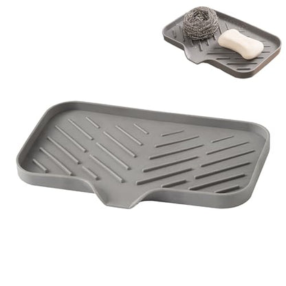Kitchen Soap Tray, Silicone Bathroom Soap Dishes, Sponge Holder for Kitchen Sink for Bathroom Counter Sink Caddy Organizer for Dish Soap Bottle, Soap Dispenser
