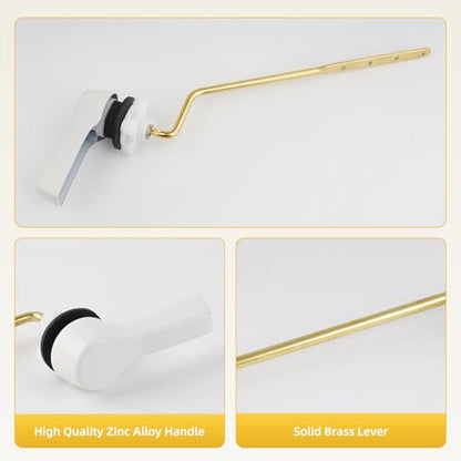 Universal Metal Toilet Handle Lever Replacement, Side/Angle Mount, White | Solid Brass Toilet Flush Handle Compatible with Kohler/American Standard/ TOTO/Gerber, Stainless Steel Chain, Easy to Install - color: White, style: Side Mount Design
