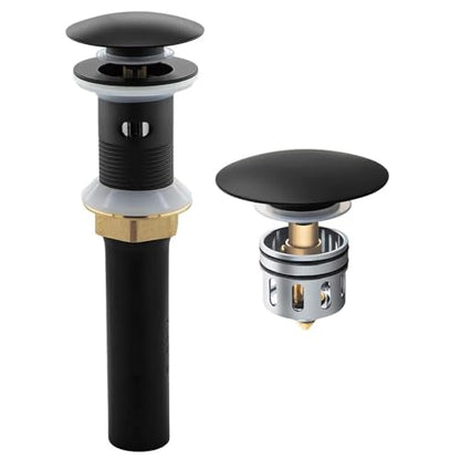 All Metal Pop Up Sink Drain with Overflow, Anti-Clogging Bathroom Drain with Removable Hair-Catcher, Durable Sink Stopper for Undermount & Drop-in Sinks,Matte Black - color: Matte Black