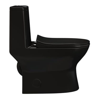 Ivy One Piece Toilet Dual Vortex Flush in Glossy Black 1.1/1.6 gpf - color: Glossy Black, size: 12" Rough-in