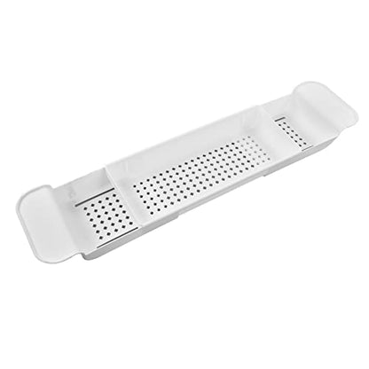 VBESTLIFE Expandable Bathtub Caddy Tray, Water Proof Bath Tub Rack with Nonslip Ends, Adjustable Organizer for Book Tablet Wine Glass, Sturdy PP Shelf for Reading, Spa Women Men (White) - color: White