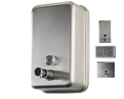 Commercial Soap Dispenser Wall Mount, 304 Stainless Steel & Solid Brass Pump Core, Industrial Grade Hand Soap Dispenser with Corrosion-Proof Lining for Bathrooms & Kitchens, 37oz/1100ml ADA Compliant - style: Vertical