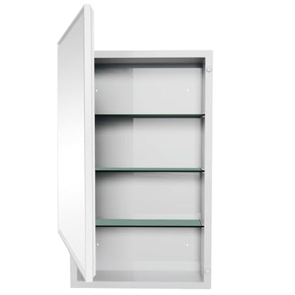 Plastic Medicine Cabinet with Mirror 16x26 inch, Recessed Medicine Cabinet or Surface Wall Mount Bathroom Cabinets with Removable Shelves, White Framed Mirror Cabinet - style: CS5003-1626