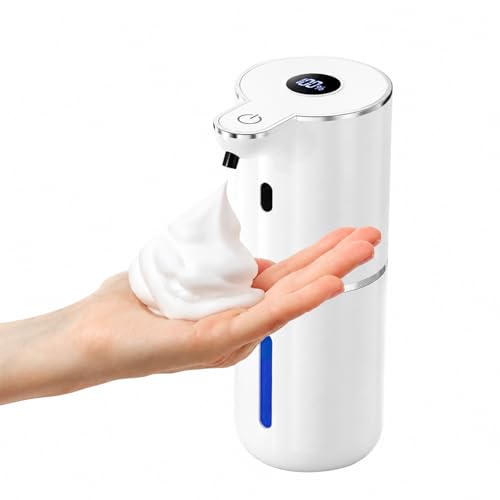 Fachixy Automatic Foaming Soap Dispenser Touchless, 6 Adjustable Level | 12.8oz/380mL, Up to 90 Days Battery Life, 6 Adjustable Level, Rechargeable, Wall Mountable IPX5 for Kitchen & Bathroom, White - color: White, style: Foam