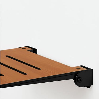 Seachrome 18 inch Silhouette Slimline Folding Wall Mount Shower Bench Seat, Teak Seat with Matte Black Frame - color: Teak Seat With Matte Black Frame
