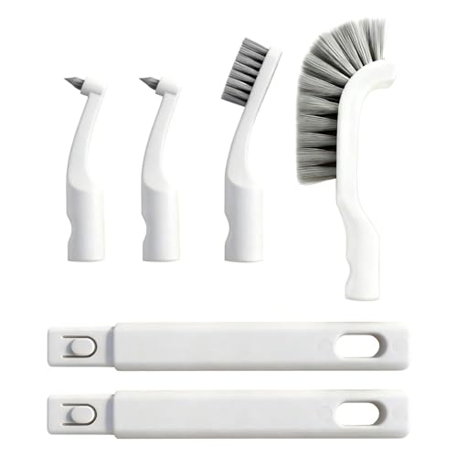 Crevice Cleaning Brush, Small Grout Cleaner Brush Tools with 4Pcs Repalceable Scrub Brushes & 2 Handles, Grout Cleaning Brushes Set for Home Kitchen Sink Bathroom Corner Window Groove Cup Teapot - size: 1big+2small+1medium