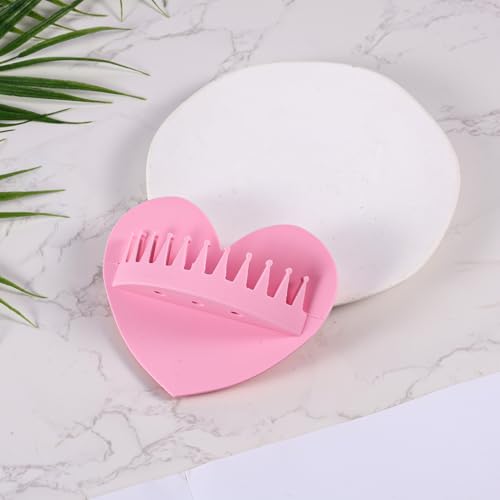 Hair Catcher Shower Wall, Heart Shape Shower Hair Grabber Collector Suction Silicone Bathtub Tool for Preventing Bathroom Clogged Drains (Pink)