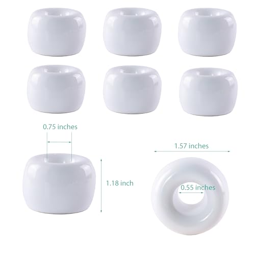 NiuYichee Set of 6 Sleek Mini Ceramics Toothbrush Holder, Small Ceramic Ring, Perfect Size for Bathroom Vanity Countertops - color: White