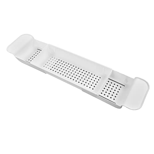 VBESTLIFE Expandable Bathtub Caddy Tray, Water Proof Bath Tub Rack with Nonslip Ends, Adjustable Organizer for Book Tablet Wine Glass, Sturdy PP Shelf for Reading, Spa Women Men (White) - color: White