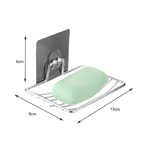 2pcs Double Layer Soap Drainer Wall Mount Soap Holder Stainless Steel Suction Cup Draining Easy Clean Bathroom Supplies