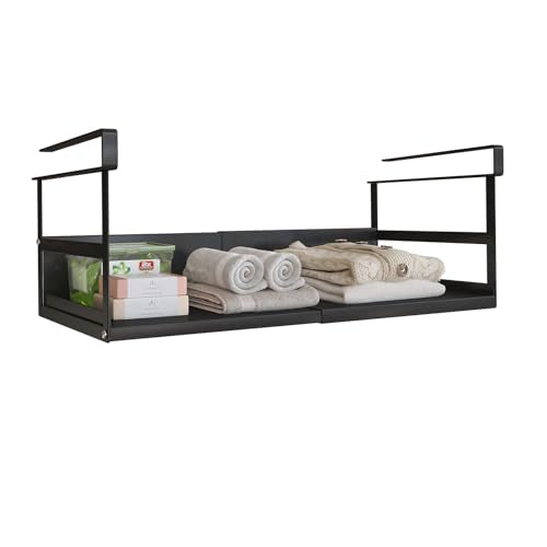 Expandable Under Cabinet Shelf Organizer with 1.25 Inches Thick Clips, Heavy Duty Extendable Under Shelf Storage Basket for Pantry or Laundry Room, Black, 1 Pack, Interior: 5.7" H x 8.54" D - color: Black-5.7"h X 8.54"d-1.25" Thick Clip, size: 1 Pack