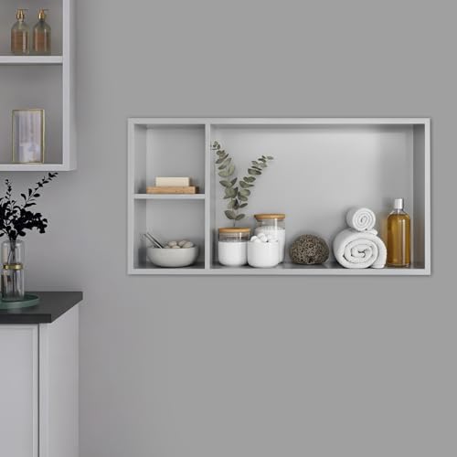 Stainless Steel Shower Niche 24" X 12", No Tile Needed Shower Niche with Shelf, Recessed Wall Niches Insert, Horizontal Bathroom Storage Niches for Bathroom Kitchen Living Room (Silver)