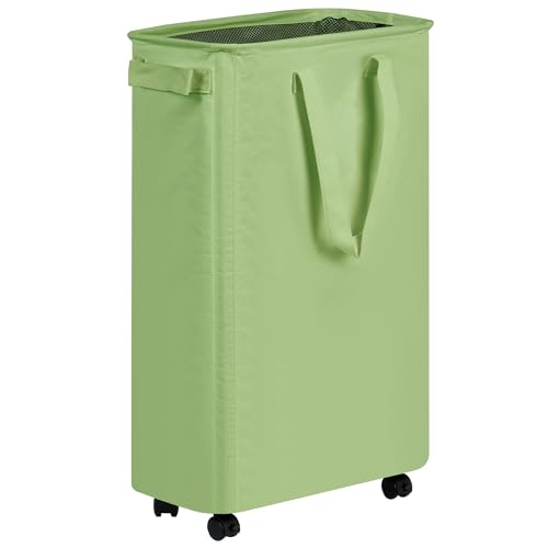 efluky Slim Laundry Hamper with Wheels, Rolling Laundry Basket for Clothes, Small Laundry Basket for Bedroom, Dorm and Laundry Room, 60L (12.7 Gallons) Green - color: Green, size: 60L