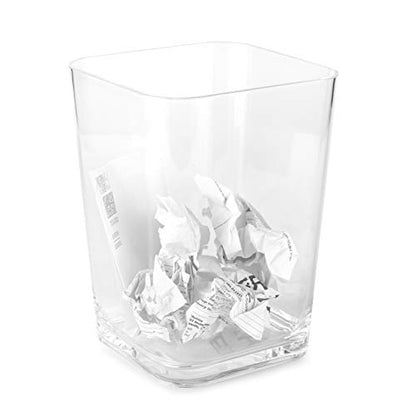 Huang Acrylic Clear Square Wastebasket Trash Can | Garbage Container Bin for Bathrooms, Kitchens, Home Offices | Shatter-Proof, Stylish, Durable and Compact Design - size: Square