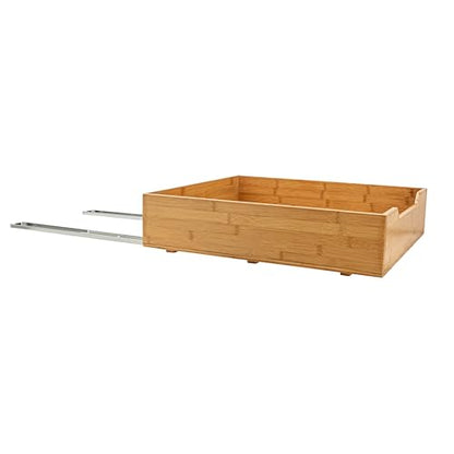 Household Essentials Glidez Bamboo and Steel Pull-Out/Slide-Out Storage Organizer for Under Cabinet Use - 1-Tier Design - Fits Standard Size Cabinet or Shelf, Natural - size: 20", style: Single Tier