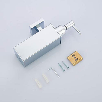 BGL Hand Soap Dispenser Stainless Steel 304 Wall Mount Chrome Soap Dispenser Holder for Bathroom (Chrome, Square) - color: Chrome