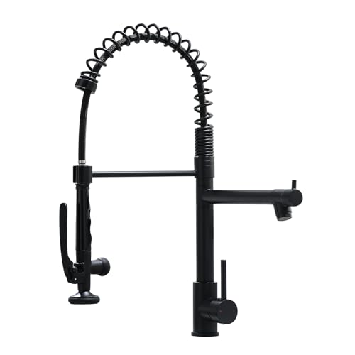 Fapully Black Kitchen Faucet,Commercial Pull Down Kitchen Sink Faucet | with Sprayer, 360 Swivel, 1.8GPM Water Flow - color: Matte Black, style: Classic