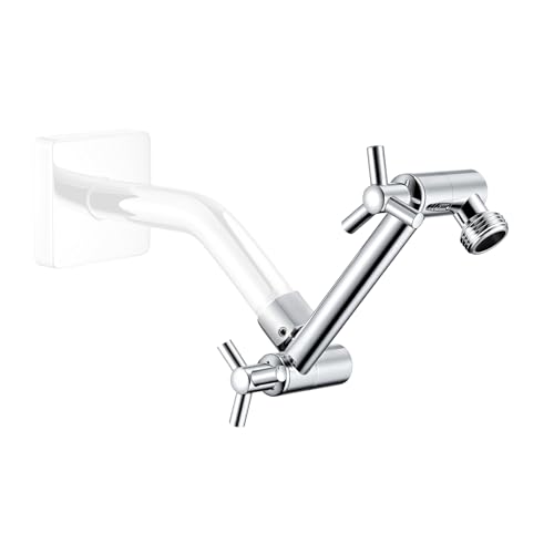 Brass 5 Inch Shower Head Extension Arm for Rain and Handheld Shower Head, Height & Angle Adjustable, Compatible with G1/2 Universal Connector | Easy to Install, Built to Last, Angle and Height Adjustable, Universal Fit