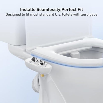 Toilet Bidet Attachment, Non-Electric Dual Nozzle (Feminine/Bidet Wash), Self-Cleaning Fresh Cold Water Sprayer Bidets for Toilets with Adjustable Water Pressure (Dual Knob, Chrome) - color: Chrome, Solo Cold