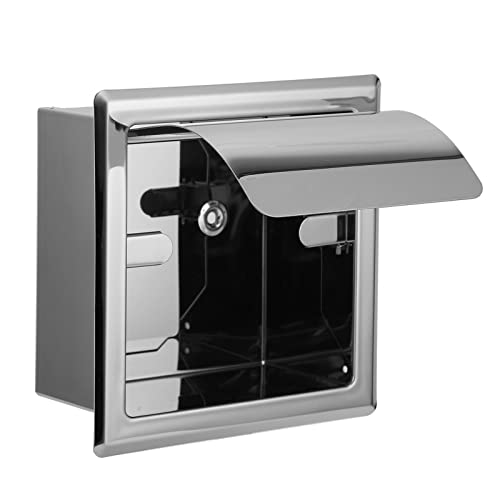 Recessed Toilet Paper Holder, Stainless Steel Tissue Towel, Toilet Roll Paper Rack for Home Hotel Bathroom