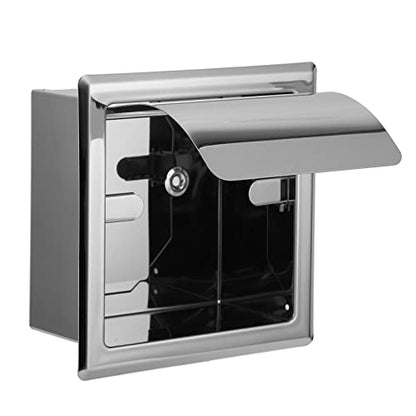 Recessed Toilet Paper Holder, Stainless Steel Tissue Towel, Toilet Roll Paper Rack for Home Hotel Bathroom