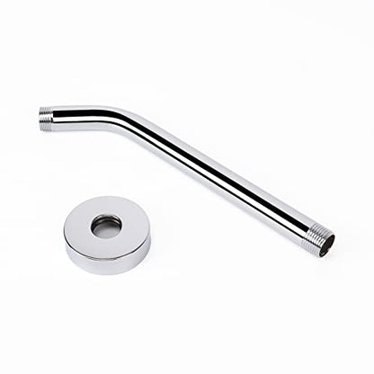 Shower Arm with Flange and Teflon Tape, Wall Mounted Shower Pipe 304 Stainless Steel Extension Arm for Fixed Shower Head & Handheld (10 Inch, Chrome) - color: Chrome, style: 10 Inch