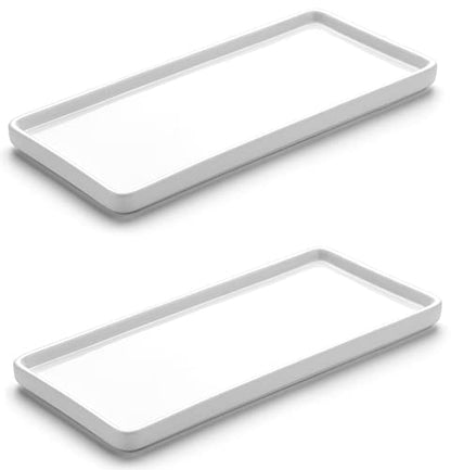 Gurygo 2 Pack 8" Ceramic Rectangular Vanity Trays, White, Set of 2 - color: White, size: M - 8.1"(Set/2)