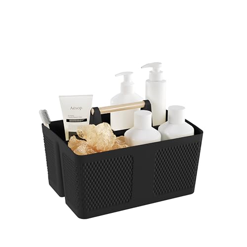 Shower Caddy Portable and Cleaning Caddy Organizer for Bathroom, Kitchen, Toiletries Storage ，Caddy organizer with handle, Rust-Resistant, Durable Material (Black, 9.36" L×7.73" W×7.24" H) - color: Black