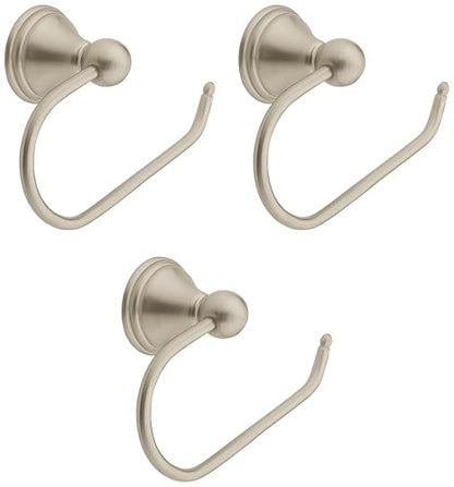 Moen Preston Collection Spot Resist Brushed Nickel Single Post Toilet Paper Holder, Wall Mounted Toilet Roll Holder, DN8408BN (Pack of 3) - color: Brushed Nickel, size: 2-3/8 x 6-1/2 Inch (Pack of 3)