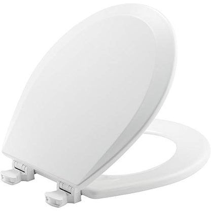 BEMIS 500EC 390 Toilet Seat with Easy Clean & Change Hinges, 1 Pack Round, Cotton White | Durable enameled wood resists chipping & scratching, fits all standard round toilets, Made in USA, 500EC 390 - size: Round, style: Minimalist