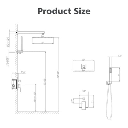 Gabrylly Rain Shower Head with Handheld Spray Combo, 10", Brushed Gold | All Metal Shower System, High Pressure Rainfall Shower Faucet Set, Solid Brass Shower Valve Complete Shower Set for Bathroom - color: Brushed Gold, size: 10 Inch
