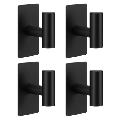 NearMoon Adhesive Hooks - Premium Stainless Steel Shower Holder Wall Hooks Heavy Duty Robe Towel Hangers Stick on Wall for Bathroom Kitchen (Matte Black) - color: Matte Black