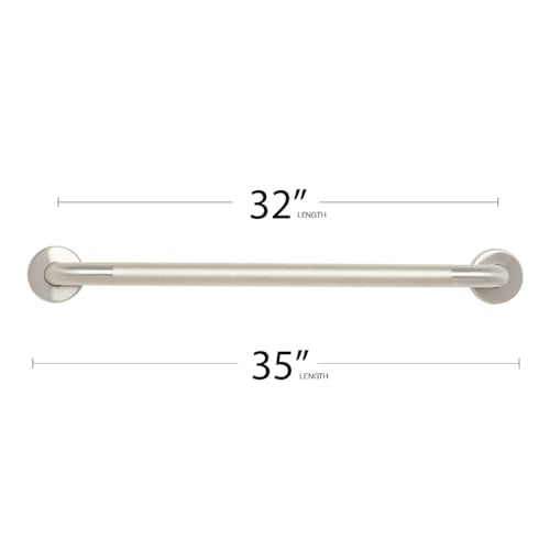 Seachrome 32" Wall Mount Grab Bar, 1 ¼" Diameter, Concealed Flanges, ADA Compliant, Peened with Satin Ends - size: 32 Inch