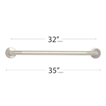Seachrome 32" Wall Mount Grab Bar, 1 ¼" Diameter, Concealed Flanges, ADA Compliant, Peened with Satin Ends - size: 32 Inch