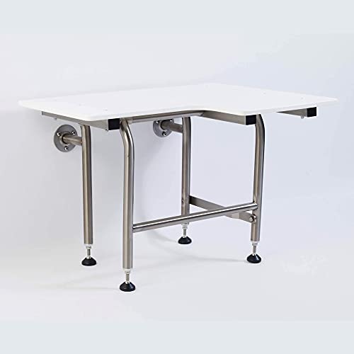 HDP Shower Seat With Legs - ADA Heavy Duty Chair for Inside Shower 600lbs | 304 Stainless Steel | for Elderly and Disabled | Folding Wall Mounted | 32" x21" Left Hand - size: 32 Left