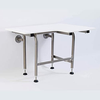 HDP Shower Seat With Legs - ADA Heavy Duty Chair for Inside Shower 600lbs | 304 Stainless Steel | for Elderly and Disabled | Folding Wall Mounted | 32" x21" Left Hand - size: 32 Left