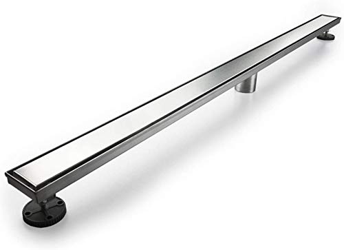 Neodrain 72" Brushed Linear Shower Drain,2-in-1 Flat& Tile Insert Cover | 304 Stainless Steel,Fast Drainage, Durable,Rectangle Shower Floor Drain with Adjustable Feet,Hair Strainer,Fits Bathrooms - color: Stainless Steel, size: 72 In