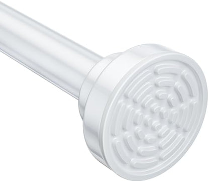 Ausemku Shower Curtain Rod - 32-92 Inch Rustproof Tension Rod, Non-Slip Spring Design, No Drilling Adjustable Curtain Rod for Bathroom, Kitchen, and Closet（White） - color: White, size: 32-92 IN