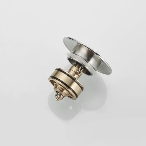 Bathroom Sink Drain, 1-1/2" to 1-3/4", Brushed Nickel | Bathroom Sink Stopper with Overflow Pop Up Drain Assembly Stopper Vessel Vanity Lavatory Commercial Bath, Brass - color: Nickel